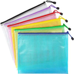 6Pack Gridding Waterproof Zip Bag A3 A4 A5 Transparent Document Bag Pen Filing Products Pocket Folder Office School Supply Amagi