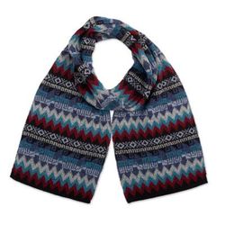Breeze of the Andes,'Handwoven Soft 100% Baby Alpaca Scarf in Blue and Red Hues'