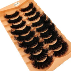 9 pairs of mixed artificial mink eyelashes with long-lasting fluffiness and dramatic curling, extending thick and beautiful lash