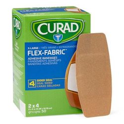 Curad Flex-Fabric Adhesive Bandages, Extra Large 2" x 4" Strip, Single Sample Bandage, 1 EA (NON25524H)