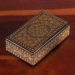 Nightfall Vine,'Rectangular Painted Papier Mache Wood Leaf Decorative Box'