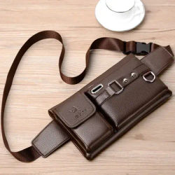 Multifunctional Men's Waist Bag PU Leather Male Fanny Pack Chest Bags for Phone Hip Sack Man Belt Pouch Murse Banana Bum Bag