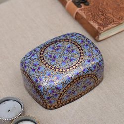 Lovely Garden,'Floral Papier Mache and Wood Decorative Box Painted by Hand'