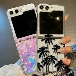 Étui transparent à motif de plantes florales pour Samsung Galaxy Z Flip7 FE Flip6 Flip5, housse de téléphone pliante pour Samsung Z Flip 7 6 5 4 3 5G
