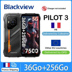 OSCAL PILOT 3 36 Go (12 + 24) + Smartphone robuste 256 Go [pas de chargeur UE] 6,78" 7500 mAh Android 15 120 Hz 33 W 50 MP + 32 MP + 20 MP NFC