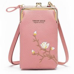 Portafoglio a tracolla da donna con porta cellulare, elegante mini borsa a tracolla ricamata, borsa da donna multifunzionale, piccola borsa a tracolla alla moda casual per l'uso quotidiano