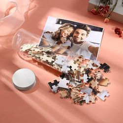 puzzle fotografico personalizzato in scatola di latta, puzzle personalizzato da 70/120 pezzi con foto, regalo unico per coppie, compleanno, anniversario, San Valentino, Natale, festa della mamma