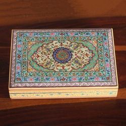 'Artisan-Made Painted Wood and Papier Mache Decorative Box'