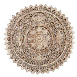 Focus on the Lotus,'Suar Wood Relief Panel with Lotus Motif'