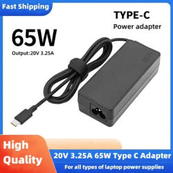 65W 20V 3.25A USB Type-C Laptop Power Adapter AC Charger For Lenovo Thinkpad X1 Carbon Yoga X270 X280 T580 P51 P52s E480 E470