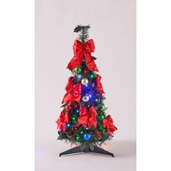 Fully Decorated Pre-Lit 2 Pop-Up Tabletop Christmas Tree by BrylaneHome in Multi Color Lights