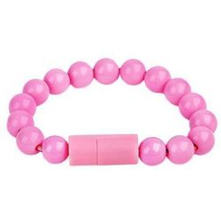 Beaded Charging Bracelet Light Pink Android