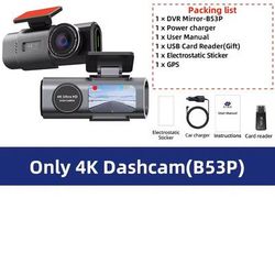 Mini 4K UHD GPS WiFi Dual Lens Dash Cam With Night Vision And Parking Mode only 4k Dvr b53p none
