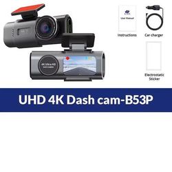 4K UHD Dash Cam Dual Lens Car DVR With GPS WiFi And Night Vision 128g b53p Only
