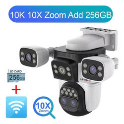 LS VISION 20MP 4 Lens Outdoor WiFi PTZ Security Camera With 10X Zoom & Smart Auto Tracking 10k 10xzoom Add 256g