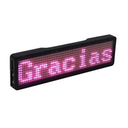 Rechargeable Bluetooth Digital LED Name Tag, DIY Programmable Scrolling Message Badge With Mini LED Display pink