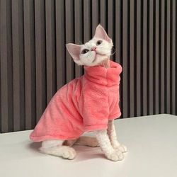 Turtleneck Cat Sweater Coat Winter Warm Hairless Cat Clothes Soft Fluff Pullover Shirt For Maine Coon Cats Chihuahua Clo XL 5