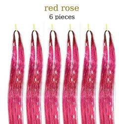 48 Inch Fairy Hair Tinsel Kit 1200 Sparkling Hair Extensions In 12 Colors rose 48 Inches