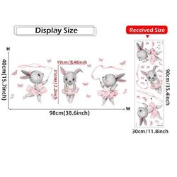 Baby Girls Room Wall Stickers: Pink Rabbit Decals For Bedroom Decoration 1