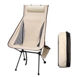 Westtune Portable Folding Camping Chair With Lightweight Aluminum Alloy Tourist Chair For Outdoor, Fishing, And Travel beige