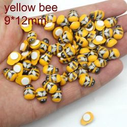 Colorful MINI Wood Bee Ladybug Decoration: DIY Handmade Gift 50 100pcs 9x12mm 100pcs Color: Yellow Bee
