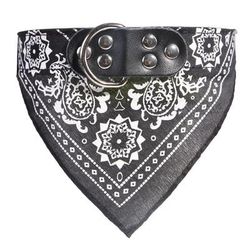 Paisley Pet Bandana Collar: Adjustable PU Leather For Dogs & Cats S 1