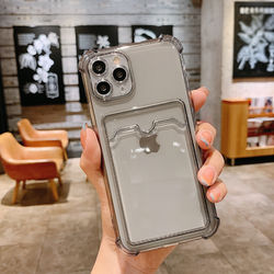 Transparent Silicone Wallet Case Gray Iphone X