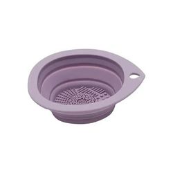 Silicone Makeup Brush Cleaner Foldable Cleaning Bowl & Powder Puff Scrubber light Purple