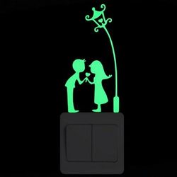 Luminous Cartoon Switch Sticker | Glow in the Dark Cat & Fairy Moon Stars | Kid Room Decoration 001 Cat