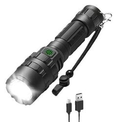LED Tactical Hunting Torch Flashlight L2 18650: Waterproof Outdoor Lighting With Gun Mount, USB Rechargeable Lamp Without Battery a