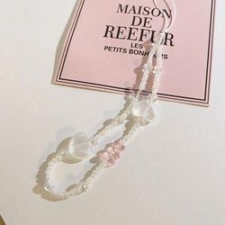 Sweet Pink Bear & Heart Strawberry Bow Phone Chain: Women's Acrylic Pearl Beaded Accessory 19