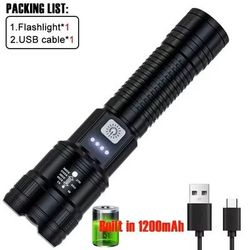 High Power LED Flashlight With Zoom And USB Charging xhp50 Flashlight