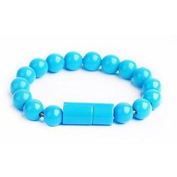 Beaded Charging Bracelet Blue iPhone
