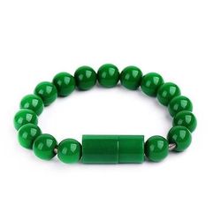 Beaded Charging Bracelet Green Android