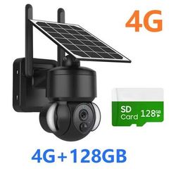 Outdoor Solar Powered Security Camera With Night Vision And Storage Options black 4g + 128gb