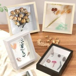 Wood Picture Memory Case: 3D Cube Shadow Frame For Photo Display, Medals, Flowers, And Specimens Beige A 7