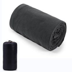 Portable Polar Fleece Sleeping Bag Liner, Warm And Ultra Light Travel Sheet For Outdoor Camping And Tent Beds black