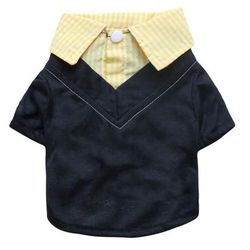 Plaid Dog Shirt: Fake Two Piece Pet Clothing For Small Medium Dogs XS 2