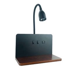 Wireless Charging LED Wall Lamp, 360 Rotatable Indoor Light With USB Interface & Switch For Modern Bedside Use black