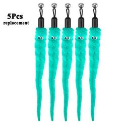 Interactive Cartoon Cat Toy Rod With Feather, Bell, And Mouse Pet Teaser In Random Colors 1 Color: 5Pcs Blue