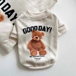 Autumn Bear Print Pet Shirt: Small Dog Clothes For Chihuahua & French Bulldog L 2
