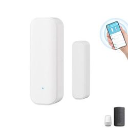 WiFi Smart Home Door & Window Sensor, Security Alarm System Compatible With Alexa & Google Assistant white