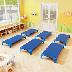 6 Pack Stackable Kids Cots, Portable 53" Daycare Sleeping Beds With Heavy Duty Frame Space Saving Design 6 Pack Stackable Kids Cots, Portable 53" Daycare Sleeping Beds With Heavy Duty Frame Space Saving Design