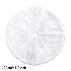 78 90 122cm Christmas Tree Skirts White Plush Mat Navidad Xmas Tree Base Mat New Year Home Decor Color: 122cm In Diameter
