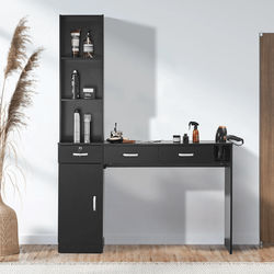 Salon Station Wall Mount Barber Cabinet, Hair Stylist Beauty Spa Storage With Drawers Salon Station Wall Mount Barber Cabinet, Hair Stylist Beauty Spa Storage With Drawers