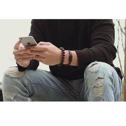Beaded Charging Bracelet Black iPhone