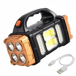 1pc Solar LED Portable Light: USB Dual Source Searchlight For Outdoor Camping Strong Flashlight jinsexiaohao