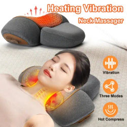 3 In 1 Neck Massager Pillow Cervical Orthopedic Pillow Lifting Traction Relax Hot Compress Vibration Massage Neck Pain Relief