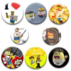 Game Anime Character Badge I Love Fried Chicken Shedletsky Brooches Round Creative Cartoon Pins for Bag Accessories Jewelry Gift