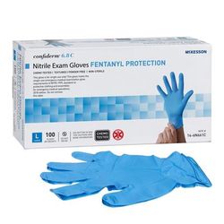 McKesson Confiderm 6.8C Exam Glove Large NonSterile Nitrile Standard Cuff Length Fully Textured Blue Chemo Tested / Fentanyl Tested (1225750_BX)